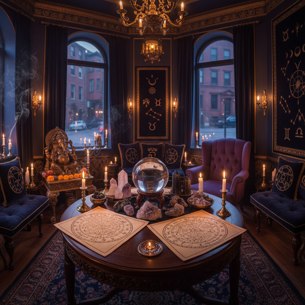 Indian astrologer providing Vedic astrology reading in Boston office