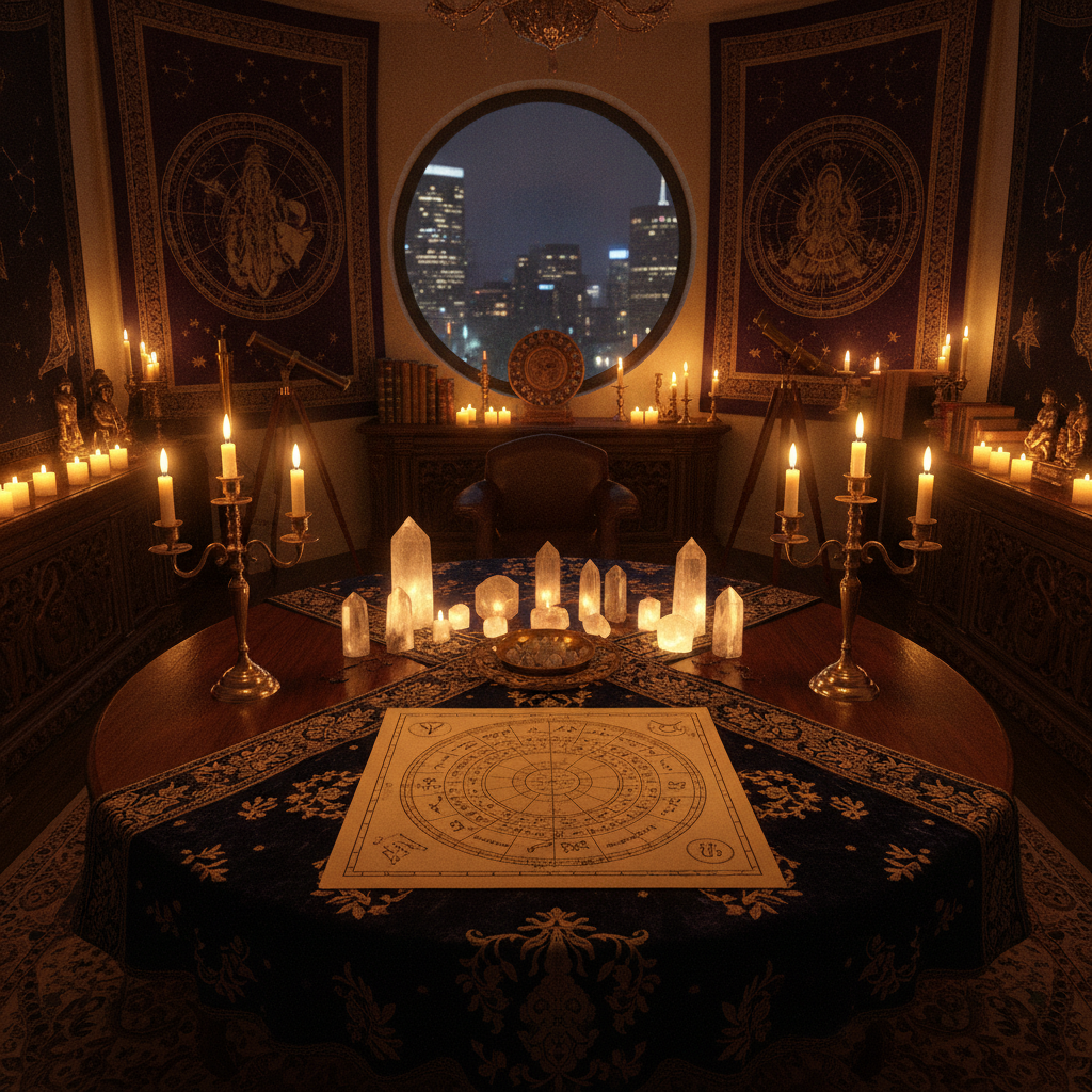 Indian astrologer consulting client in Boston astrology session