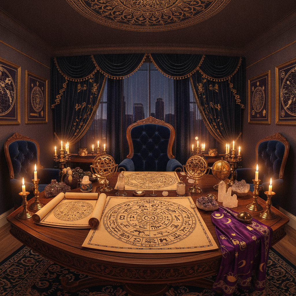 Indian astrologer in Boston consulting client with birth charts
