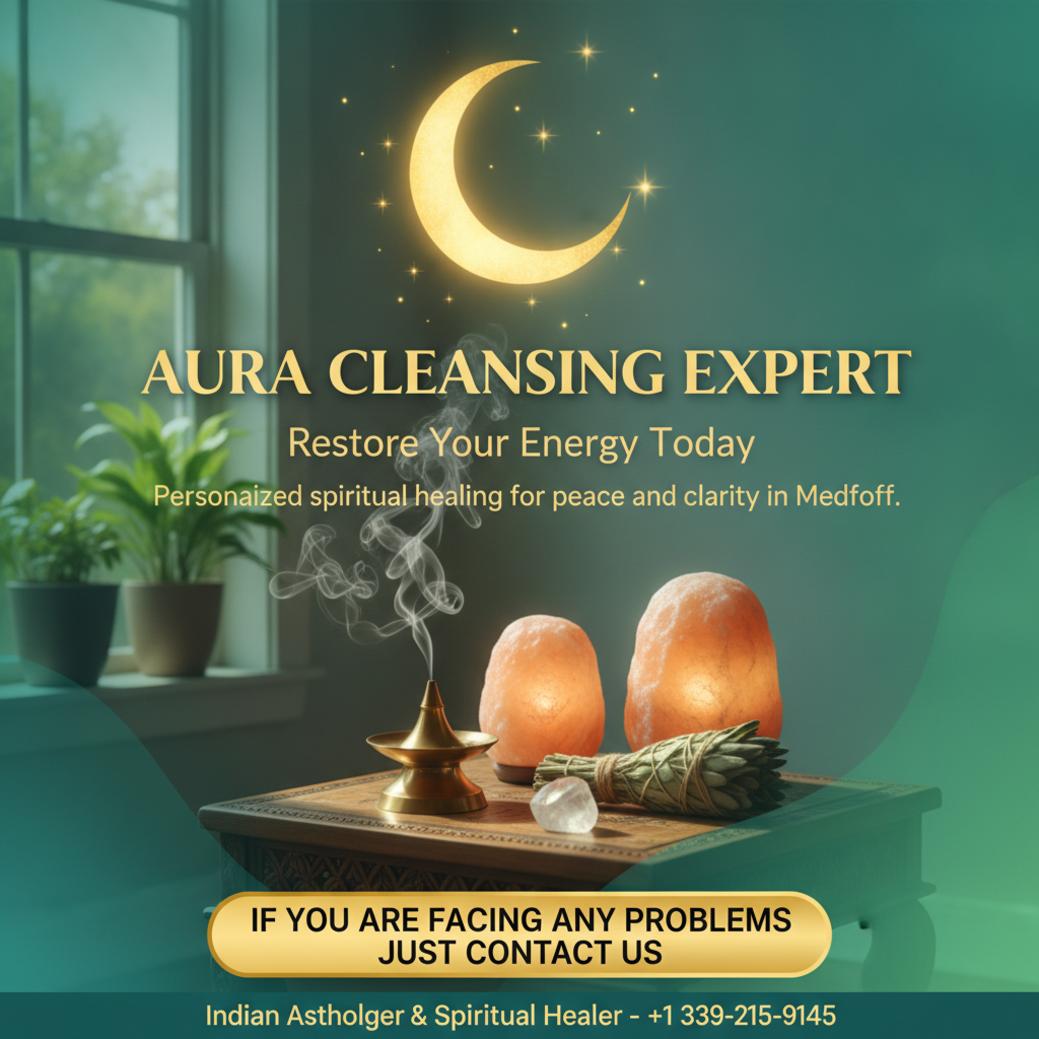 Aura cleansing setup with incense and crystals in Medford, MA spiritual practice