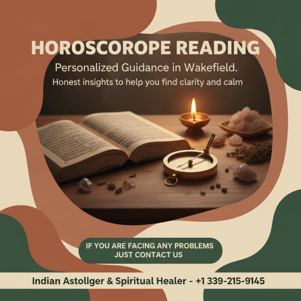 Calm horoscope reading setup with astrology tools in Wakefield room