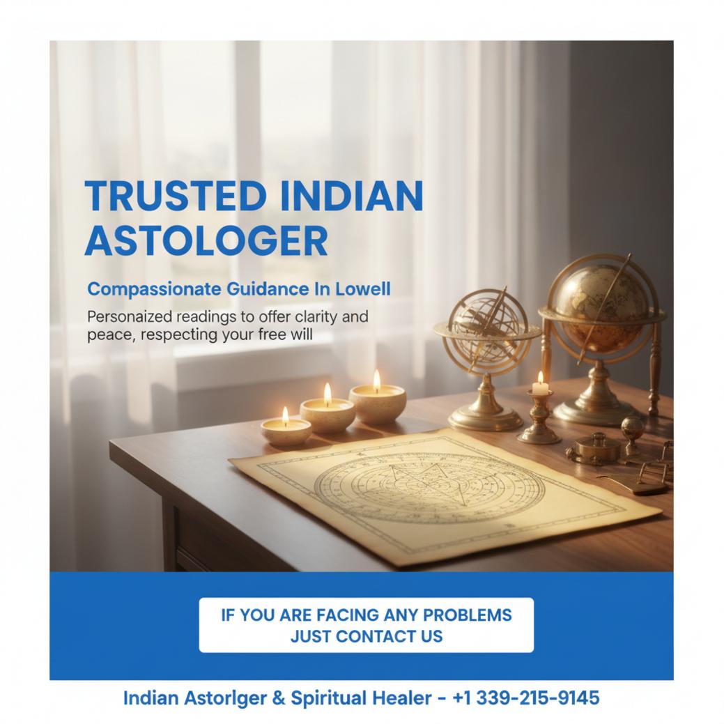 Indian astrologer tools with kundli chart in Lowell, MA office