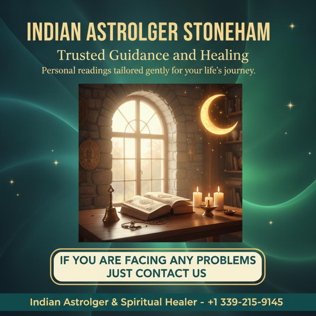 Vedic astrology books and lamp at Indian astrologer in Stoneham MA office