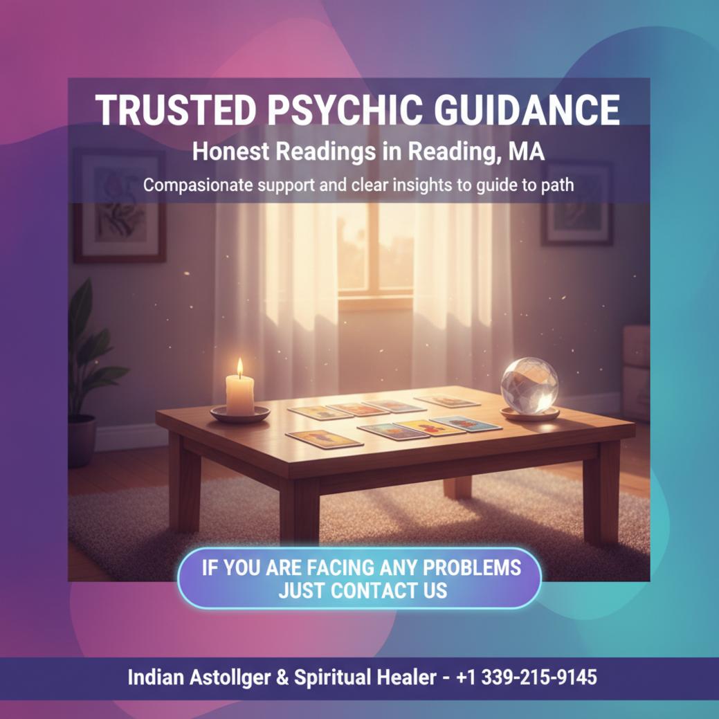 Calm psychic reading scene with cards and candle Reading MA