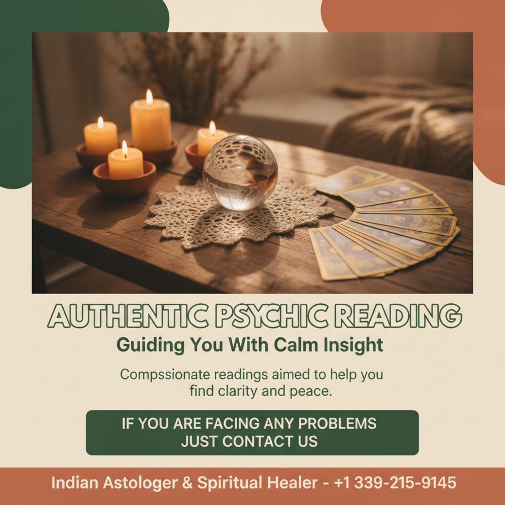 Psychic reading setup with crystal ball and tarot cards in Wakefield area