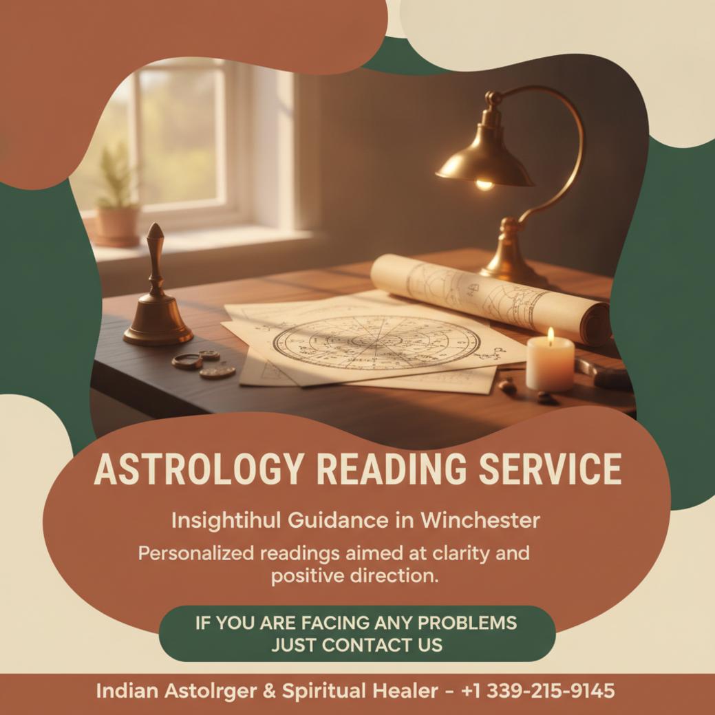 astrology reading setup with charts and candle in Winchester, MA