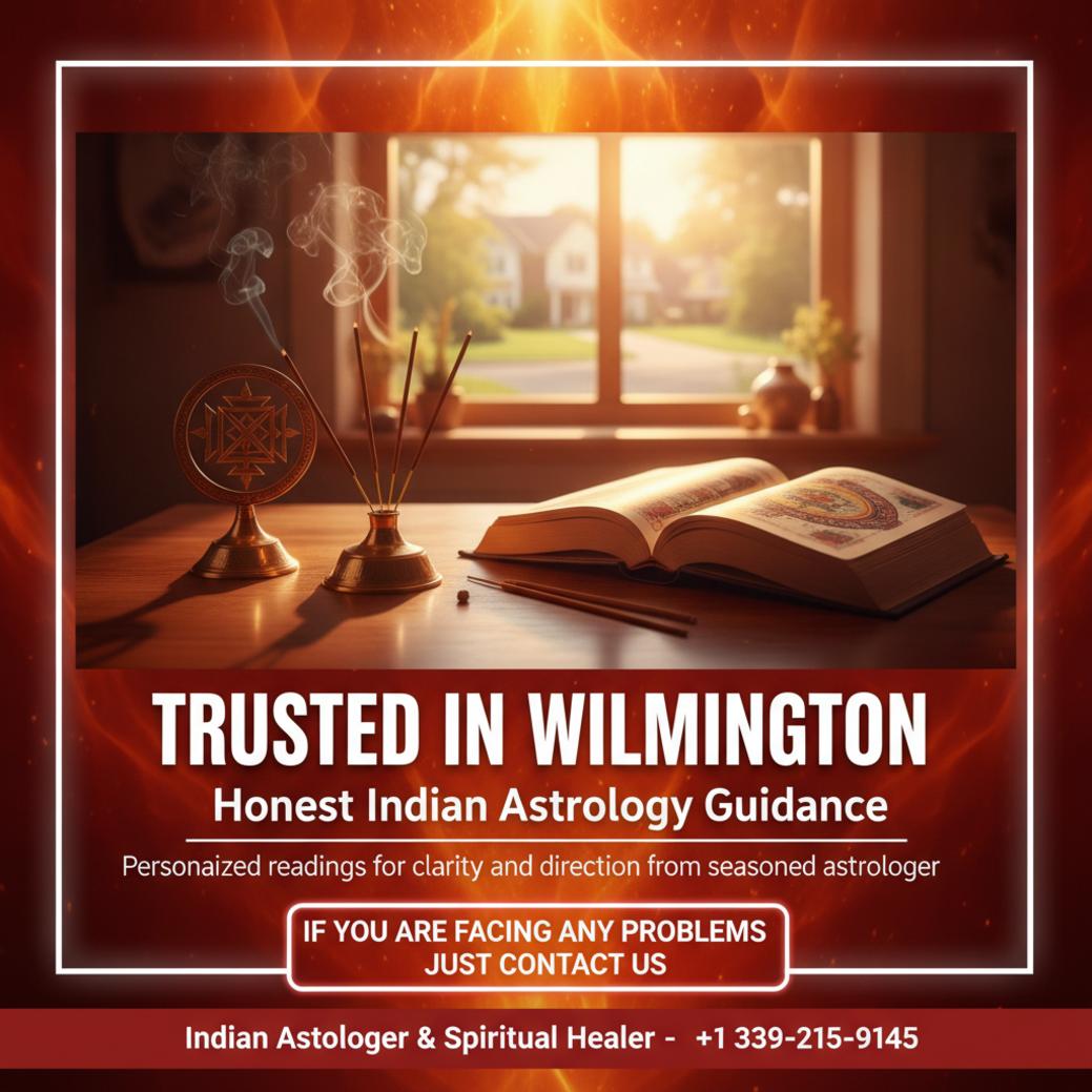 Vedic astrology book and yantra on table in Wilmington office