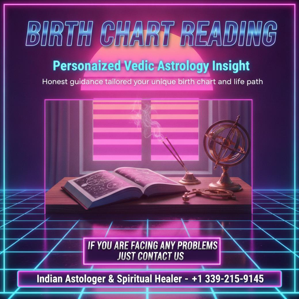 Birth chart reading setup with Vedic astrology tools in Andover, MA