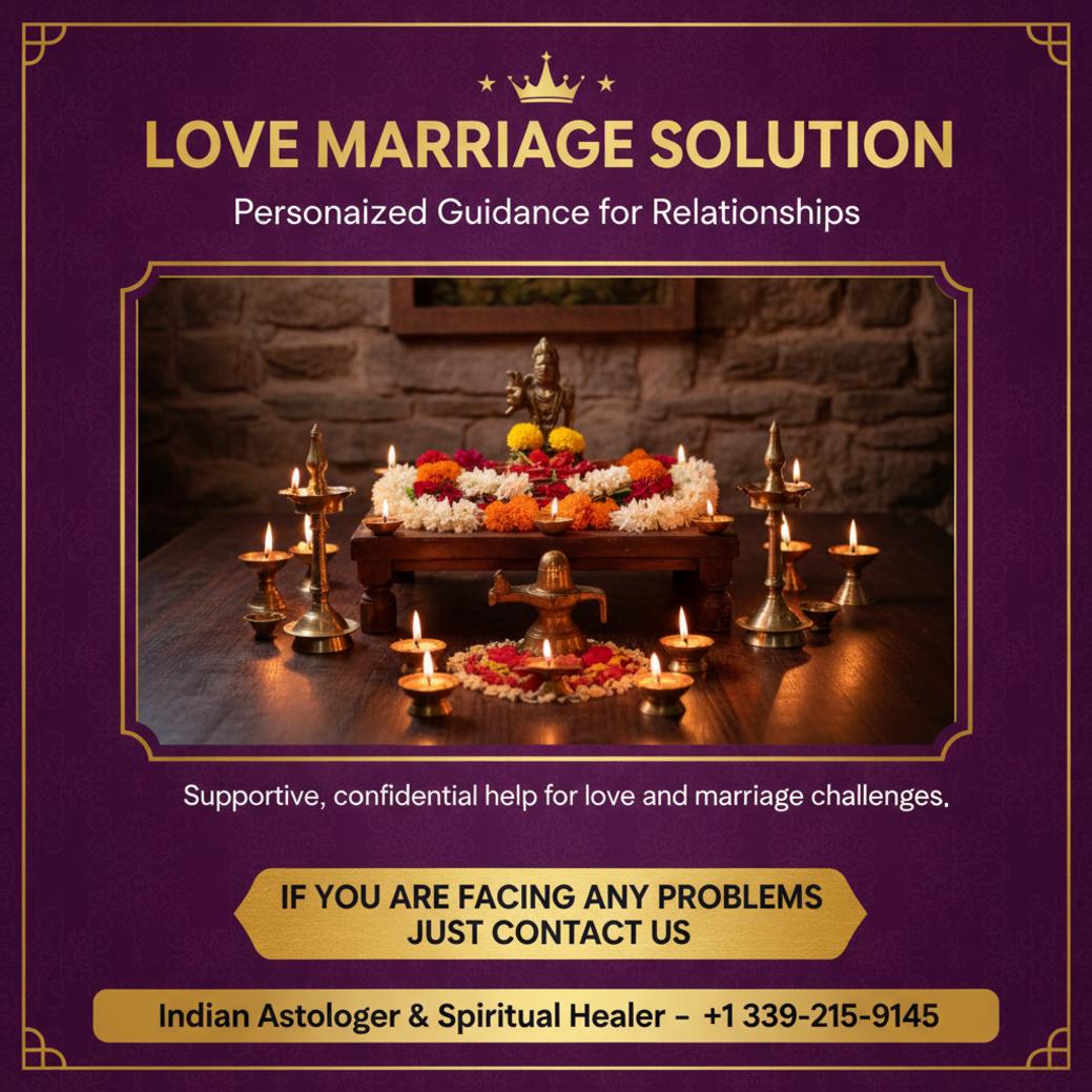 Traditional love marriage solution setup in Stoneham MA room