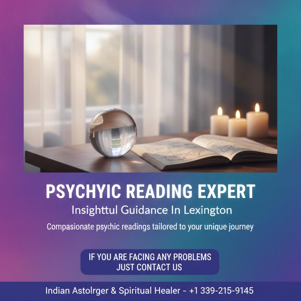Psychic reading scene with crystal ball and candles in Lexington setting